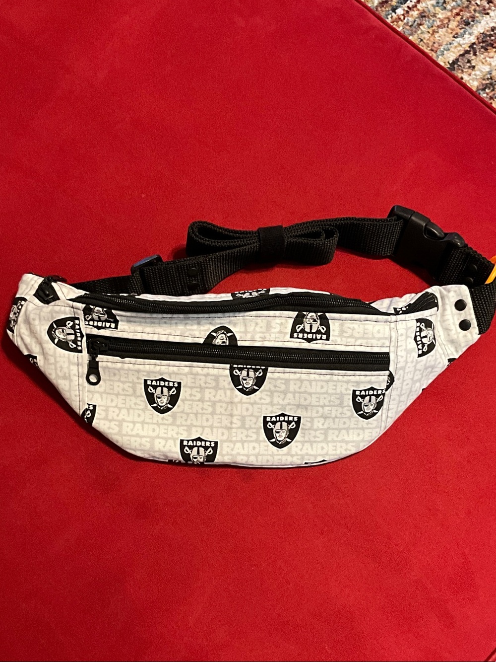 Silver, White & Black Las Vegas Raiders Logo Waist Pack